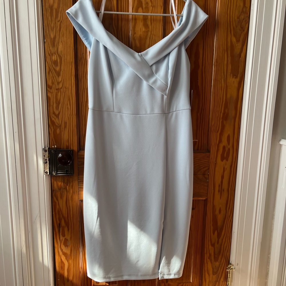 Elegant Off-Shoulder Light Blue Dress